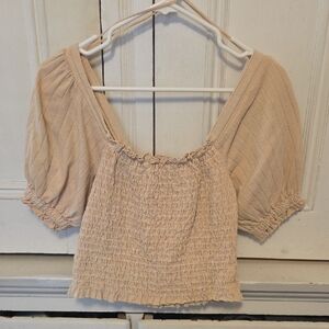 Women's Cream Smocked Top